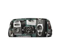 GDSHJKLW 1 astuccio in pelle retrò per penne e matite, grande capacità, con cerniera, per donne e uomini, da viaggio, impermeabile, per cosmetici, portamonete, Oro, Taglia unica