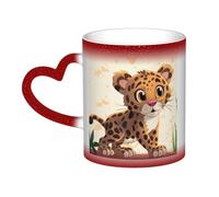 GDSHJKLW 11 once tazze da caffè in ceramica cambia colore tazza personalizzata novità tazza da caffè tazza da tè carino bambino giaguaro fresco tazze da caffè per uomini donne regalo divertente