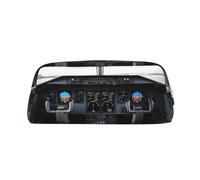 GDSHJKLW Airplane Cockpit1 - Astuccio in pelle di grande capacità, astuccio per penne e trucchi, con cerniera, per donne e uomini, borsa da toeletta da viaggio, borsa per cosmetici impermeabile
