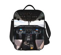 GDSHJKLW Airplane Cockpit1, borsa termica per il pranzo, riutilizzabile, a prova di perdite, con tracolla regolabile, per ufficio, lavoro, viaggi, picnic, campeggio