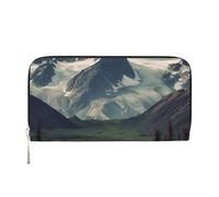GDSHJKLW Alaska Mountains - Portafoglio da donna con cerniera perimetrale in pelle sintetica per telefono, porta carte, organizer da donna, nero, taglia unica, colore: nero, nero, Taille unique