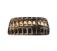 GDSHJKLW Antico Colosseo Astuccio in pelle di grande capacità, astuccio per penne, borsa per il trucco con cerniera, per donne e uomini, borsa da toilette da viaggio impermeabile, borsa per cosmetici