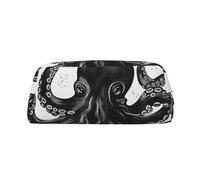 GDSHJKLW Astuccio classico in pelle nera a forma di polpo, grande capacità, astuccio per penne, borsa per il trucco con cerniera, per donne e uomini, borsa da toeletta da viaggio impermeabile, borsa
