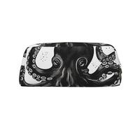 GDSHJKLW Astuccio classico in pelle nera a forma di polpo, grande capacità, astuccio per penne, borsa per il trucco con cerniera, per donne e uomini, borsa da toeletta da viaggio impermeabile, borsa