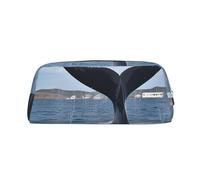 GDSHJKLW Astuccio in pelle a forma di coda di balena, grande capacità, borsa per il trucco con cerniera, per donne e uomini, borsa da toeletta da viaggio impermeabile, borsa per cosmetici ampia aperta