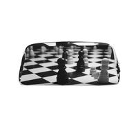 GDSHJKLW Astuccio in pelle a scacchi bianco e nero, grande capacità, astuccio per penne con cerniera, per donne e uomini, borsa da toeletta da viaggio, borsa per cosmetici impermeabile, portamonete