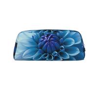 GDSHJKLW Astuccio in pelle blu con motivo floreale di dalia, grande capacità, borsa per il trucco con cerniera, per donne e uomini, borsa da toeletta da viaggio, borsa per cosmetici impermeabile