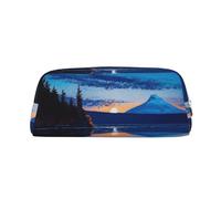 GDSHJKLW Astuccio in pelle blu con tramonto per penne e matite, grande capacità, borsa per il trucco con cerniera, per donne e uomini, trousse da viaggio impermeabile, portamonete con apertura ampia