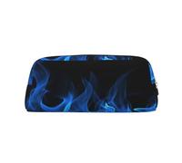 GDSHJKLW Astuccio in pelle blu fiamma, grande capacità, astuccio per penne, borsa per il trucco con cerniera, per donne e uomini, borsa da viaggio impermeabile, borsa per cosmetici ampia aperta