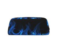GDSHJKLW Astuccio in pelle blu fiamma, grande capacità, astuccio per penne, borsa per il trucco con cerniera, per donne e uomini, borsa da viaggio impermeabile, borsa per cosmetici ampia aperta