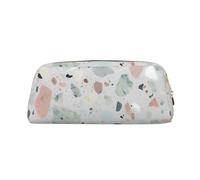 GDSHJKLW Astuccio in pelle color marmo color pastello terrazzo, grande capacità, astuccio per penne, astuccio per trucchi con cerniera, per donne e uomini, trousse da viaggio impermeabile per