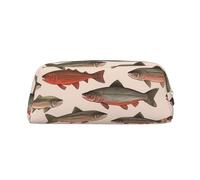 GDSHJKLW Astuccio in pelle color salmone, grande capacità, astuccio per penne, borsa per il trucco con cerniera per donne e uomini, borsa da viaggio impermeabile, borsa per cosmetici ampia aperta
