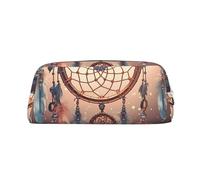 GDSHJKLW Astuccio in pelle con acchiappasogni nativo americano, grande capacità, astuccio per penne, borsa per il trucco con cerniera, per donne e uomini, borsa da toeletta da viaggio impermeabile
