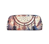 GDSHJKLW Astuccio in pelle con acchiappasogni nativo americano, grande capacità, astuccio per penne, borsa per il trucco con cerniera, per donne e uomini, borsa da toeletta da viaggio impermeabile