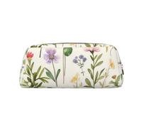 GDSHJKLW Astuccio in pelle con acquerelli e fiori, grande capacità, con cerniera, per donne, uomini, articoli da toeletta da viaggio, borsa per cosmetici impermeabile, portamonete con apertura ampia