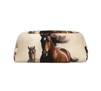 GDSHJKLW Astuccio in pelle con animali che corrono con cavalli, grande capacità, astuccio per trucchi con cerniera, per donne e uomini, borsa da toeletta da viaggio impermeabile, borsa per cosmetici