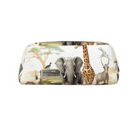 GDSHJKLW Astuccio in pelle con animali safari, grande capacità, astuccio per penne, borsa per il trucco con cerniera, per donne e uomini, trousse da viaggio impermeabile per cosmetici, portamonete con