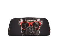 GDSHJKLW Astuccio in pelle con bulldog francese, grande capacità, borsa per il trucco con cerniera, per donne e uomini, borsa da toeletta da viaggio impermeabile, borsa per cosmetici ampia aperta