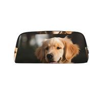 GDSHJKLW Astuccio in pelle con cane Golden Retriever di grande capacità, astuccio per penne, borsa per il trucco con cerniera, per donne e uomini, borsa da toeletta da viaggio impermeabile, borsa per