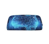 GDSHJKLW Astuccio in pelle con cervello con intelligenza artificiale, grande capacità, borsa per il trucco con cerniera, per donne e uomini, borsa da toeletta da viaggio impermeabile, borsa per