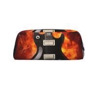 GDSHJKLW Astuccio in pelle con chitarra rock, grande capacità, borsa per il trucco con cerniera, per donne e uomini, borsa da toeletta da viaggio impermeabile, borsa per cosmetici ampia aperta