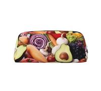 GDSHJKLW Astuccio in pelle con cibo sano, astuccio per penne di grande capacità, borsa per il trucco con cerniera per donne e uomini, trousse da viaggio per articoli da toeletta impermeabile, borsa