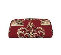 GDSHJKLW Astuccio in pelle con corona rossa, grande capacità, borsa per il trucco con cerniera, per donne e uomini, borsa da toeletta da viaggio impermeabile, borsa per cosmetici ampia aperta