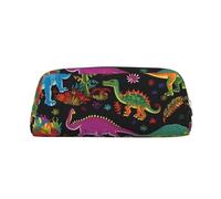 GDSHJKLW Astuccio in pelle con dinosauro in stile cartone animato, grande capacità, borsa per il trucco con cerniera, per donne e uomini, borsa da toeletta da viaggio impermeabile, borsa per cosmetici