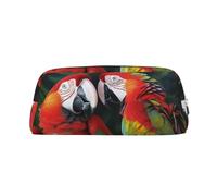 GDSHJKLW Astuccio in pelle con due pappagalli colorati di grande capacità, astuccio per penne con cerniera, borsa per il trucco per donne e uomini, borsa da toilette da viaggio impermeabile, borsa per