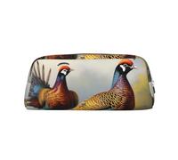 GDSHJKLW Astuccio in pelle con fagiani e animali, grande capacità, borsa per il trucco con cerniera, per donne e uomini, borsa da toeletta da viaggio impermeabile, borsa per cosmetici ampia aperta