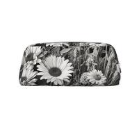 GDSHJKLW Astuccio in pelle con fiori bianchi e neri, grande capacità, borsa per il trucco con cerniera, per donne e uomini, borsa da toeletta da viaggio, borsa per cosmetici impermeabile, portamonete