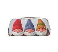 GDSHJKLW Astuccio in pelle con gnomi natalizi invernali, grande capacità, astuccio per penne, borsa per trucco con cerniera, per donne e uomini, borsa da toeletta da viaggio impermeabile, borsa per