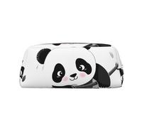 GDSHJKLW Astuccio in pelle con grazioso panda, grande capacità, astuccio per penne, borsa per il trucco con cerniera, per donne e uomini, borsa da toilette da viaggio impermeabile, borsa per cosmetici