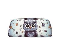 GDSHJKLW Astuccio in pelle con gufo e rami di albero di grande capacità, astuccio per penne con cerniera, borsa per il trucco per donne e uomini, borsa da toilette da viaggio impermeabile, borsa per