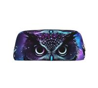 GDSHJKLW Astuccio in pelle con gufo viola, grande capacità, astuccio per penne, borsa per il trucco con cerniera, per donne e uomini, borsa da toilette da viaggio impermeabile, borsa per cosmetici