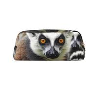 GDSHJKLW Astuccio in pelle con motivo animali e lemuri di grande capacità, astuccio per penne e trucchi con cerniera, per donne e uomini, borsa da toeletta da viaggio impermeabile, borsa per cosmetici