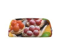 GDSHJKLW Astuccio in pelle con motivo crostate fresche, grande capacità, astuccio per penne, borsa per il trucco con cerniera, per donne e uomini, borsa da toeletta da viaggio impermeabile, borsa per