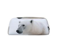 GDSHJKLW Astuccio in pelle con motivo orso polare con animali delle nevi, grande capacità, astuccio per penne, borsa per il trucco con cerniera, per donne e uomini, borsa da toeletta da viaggio