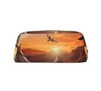 GDSHJKLW Astuccio in pelle con motivo tribù dei nativi americani, grande capacità, astuccio per trucchi con cerniera, per donne e uomini, borsa da toeletta da viaggio, borsa per cosmetici impermeabile