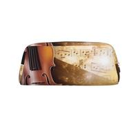 GDSHJKLW Astuccio in pelle con note musicali per pianoforte, violino, astuccio per penne e matite, grande capacità, con cerniera, per donne e uomini, borsa da toeletta da viaggio, borsa per cosmetici