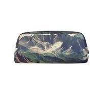 GDSHJKLW Astuccio in pelle con paesaggio montano, grande capacità, borsa per il trucco con cerniera, per donne e uomini, borsa da toeletta da viaggio impermeabile, borsa per cosmetici ampia aperta