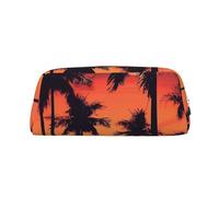 GDSHJKLW Astuccio in pelle con palme e tramonto estivo, grande capacità, borsa per il trucco con cerniera, per donne e uomini, borsa da toeletta da viaggio, borsa per cosmetici impermeabile