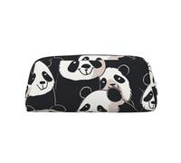 GDSHJKLW Astuccio in pelle con panda, astuccio per penne di grande capacità, borsa per il trucco con cerniera, per donne e uomini, borsa da toilette da viaggio impermeabile, borsa per cosmetici ampia