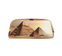 GDSHJKLW Astuccio in pelle con piramide egiziana nel deserto, grande capacità, astuccio per penne e trucchi con cerniera, per donne e uomini, borsa da toeletta da viaggio impermeabile, borsa per