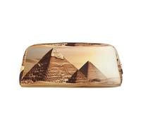GDSHJKLW Astuccio in pelle con piramide egiziana nel deserto, grande capacità, astuccio per penne e trucchi con cerniera, per donne e uomini, borsa da toeletta da viaggio impermeabile, borsa per