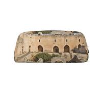 GDSHJKLW Astuccio in pelle con scritta "Israel At the Tower of Davide" di grande capacità, astuccio per penne e trucchi con cerniera, per donne e uomini, borsa da toeletta da viaggio impermeabile