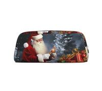 GDSHJKLW Astuccio in pelle con scritta "Merry Christmas", grande capacità, con cerniera, per donne, uomini, articoli da toeletta da viaggio, impermeabile, portamonete