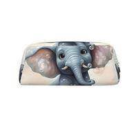 GDSHJKLW Astuccio in pelle con simpatico elefante che gioca a bolle, astuccio per penne di grande capacità, borsa per il trucco con cerniera, per donne e uomini, borsa da toeletta da viaggio