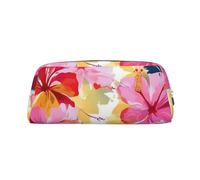 GDSHJKLW Astuccio in pelle con stampa floreale hawaiana di grande capacità, astuccio per penne con cerniera, borsa per il trucco per donne e uomini, borsa da toeletta da viaggio impermeabile, borsa