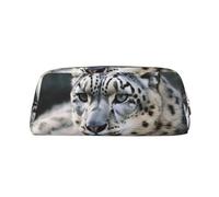 GDSHJKLW Astuccio in pelle con stampa leopardata delle nevi, grande capacità, astuccio per trucchi con cerniera, per donne e uomini, borsa da toeletta da viaggio impermeabile, borsa per cosmetici